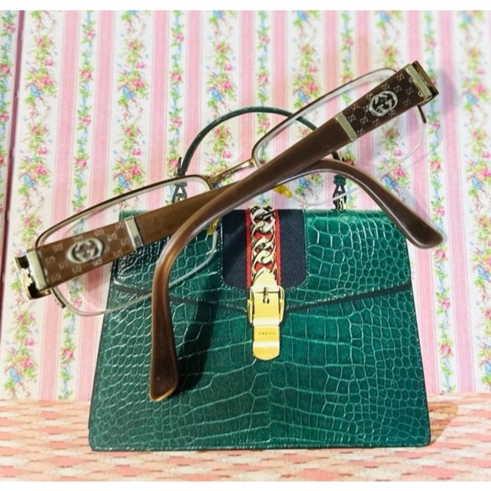 Gucci glasses eyeglasses clear fashion designer luxury gg logo unisex brown